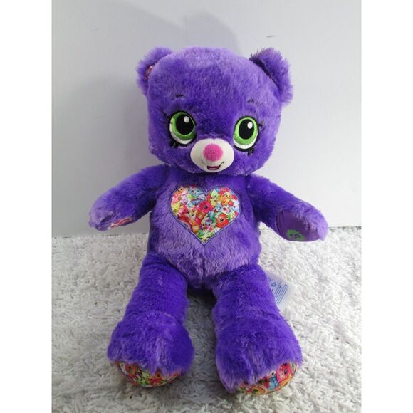 Build a Bear Workshop Purple SHOPKINS Bear 16" Plush Stuffed Toy Paw Pocket - Picture 1 of 9